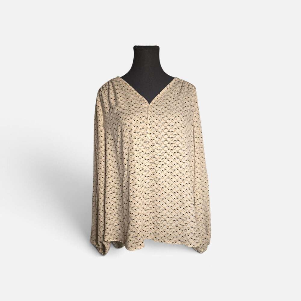 Pleione V-Neck Long Sleeve Blouse with Geometric Print Style WQZ511305 - Picture 2 of 6